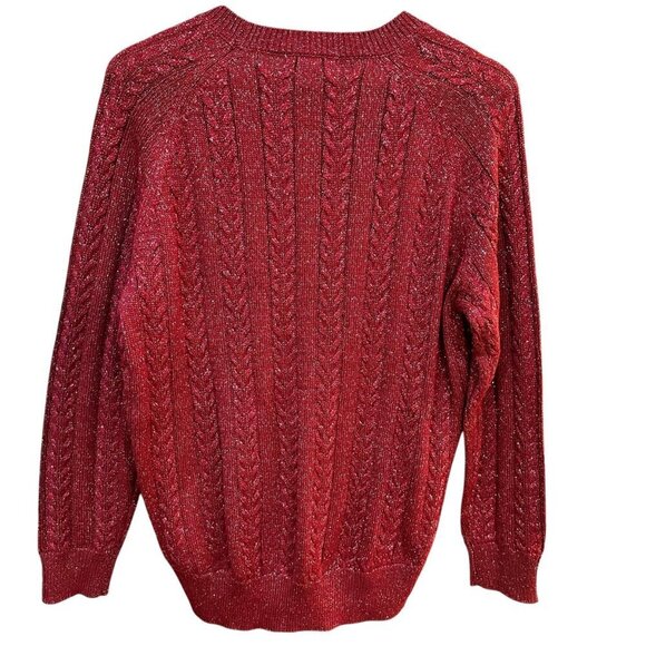Athleta Crossroads Crewneck Sweater Red Metallic Knit Career Work Size XS - Picture 3 of 8